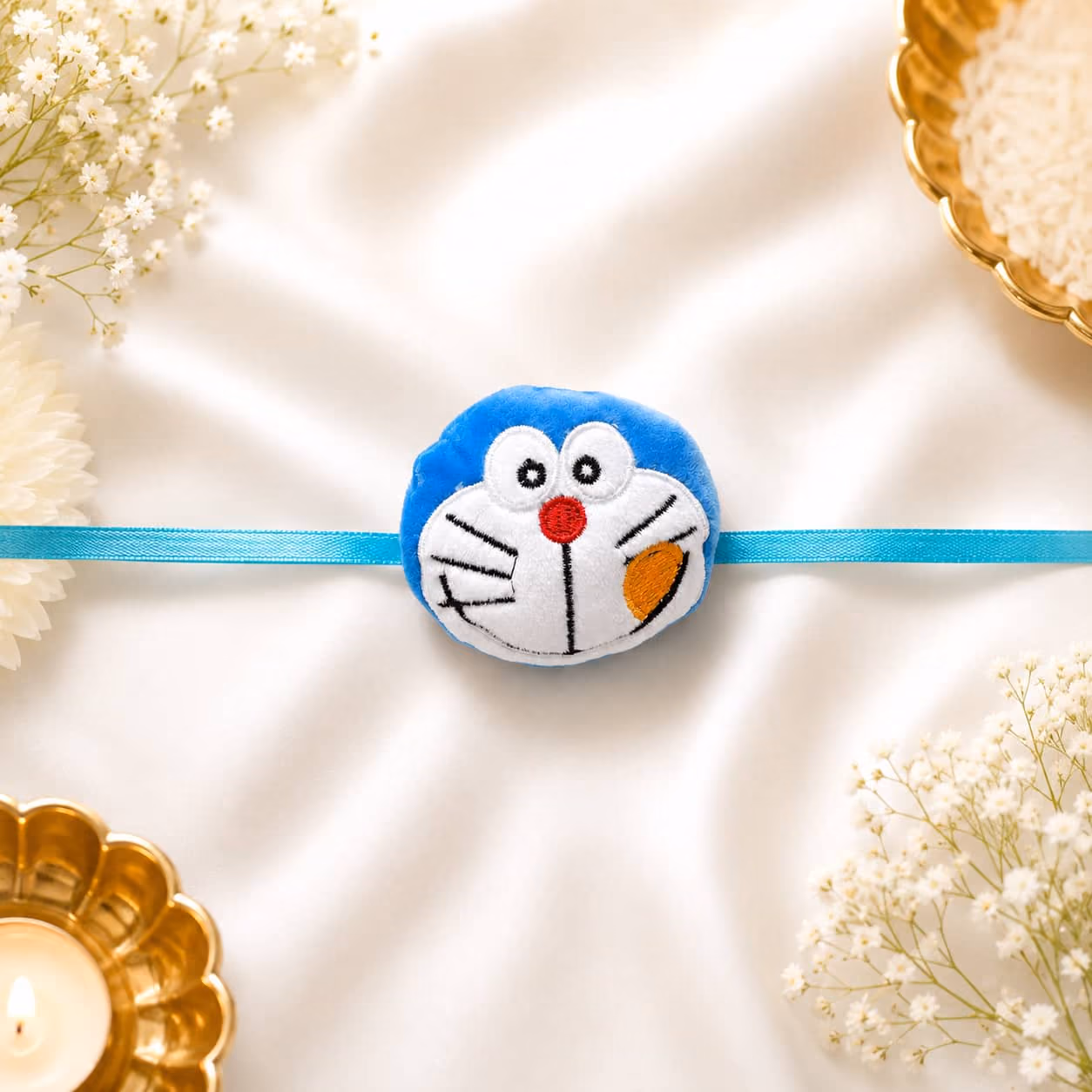 Doraemon Plush Head Ribbon Kids Rakhi