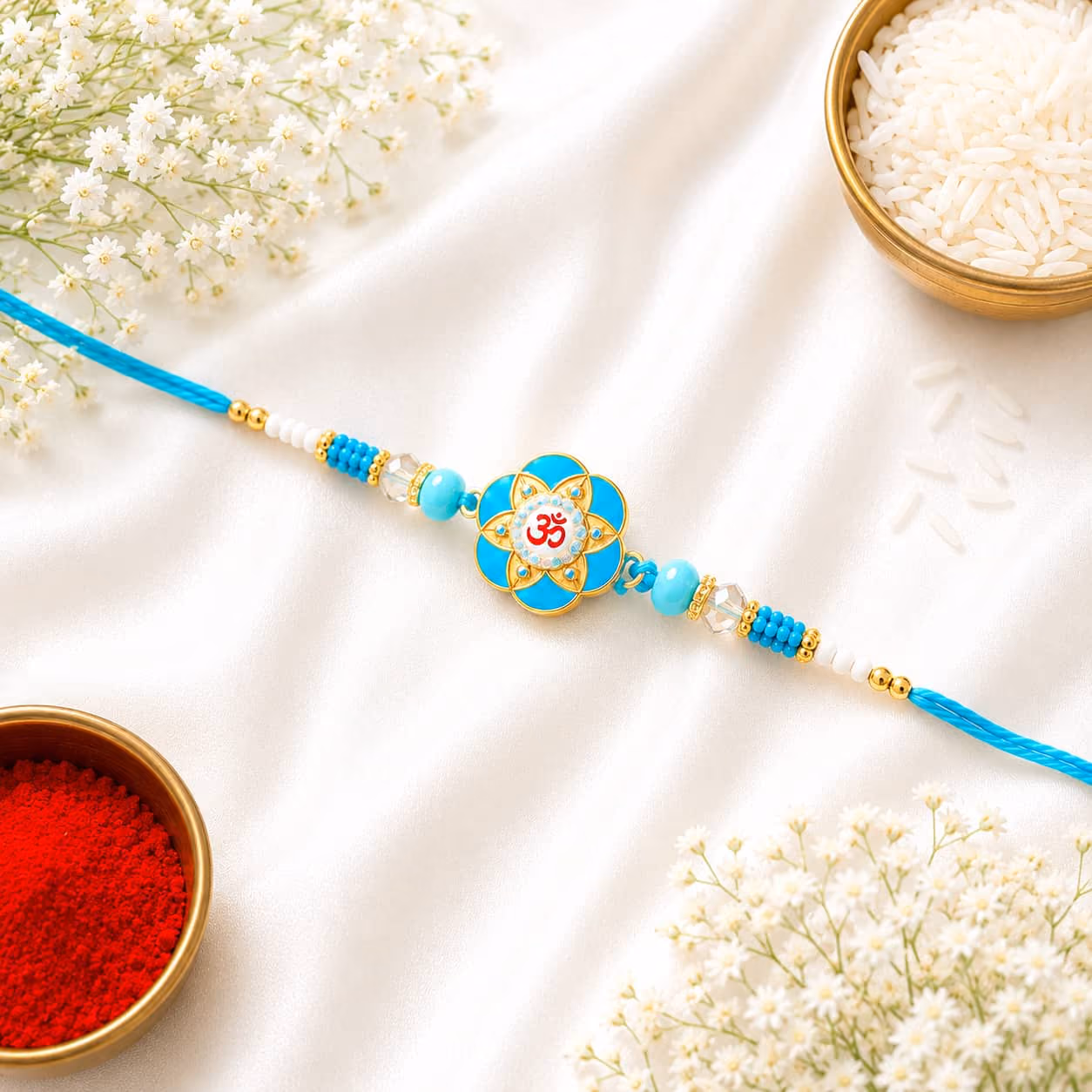 Om Lotus Butterfly Card Rakhi
