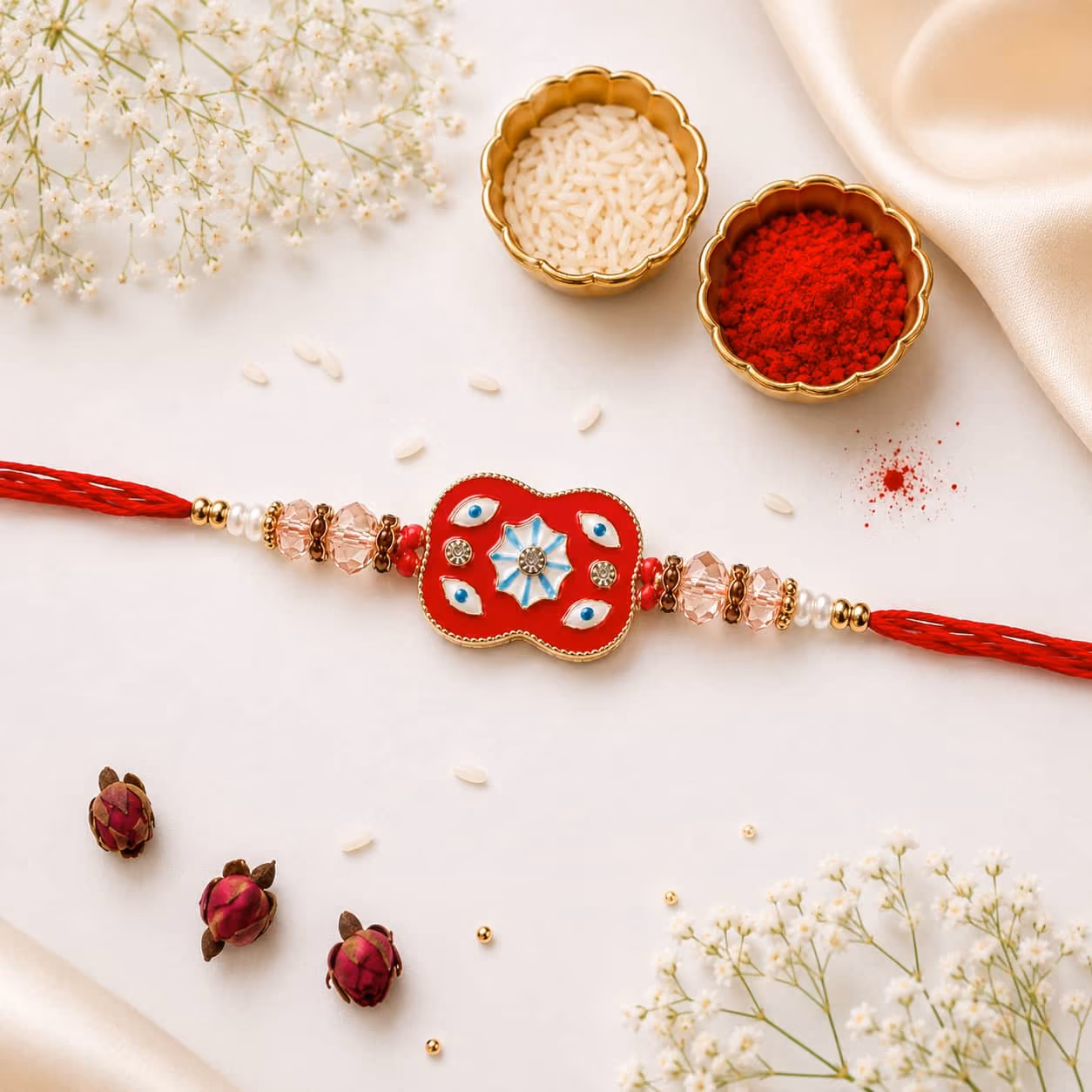 Crimson Bloom Designer Rakhi