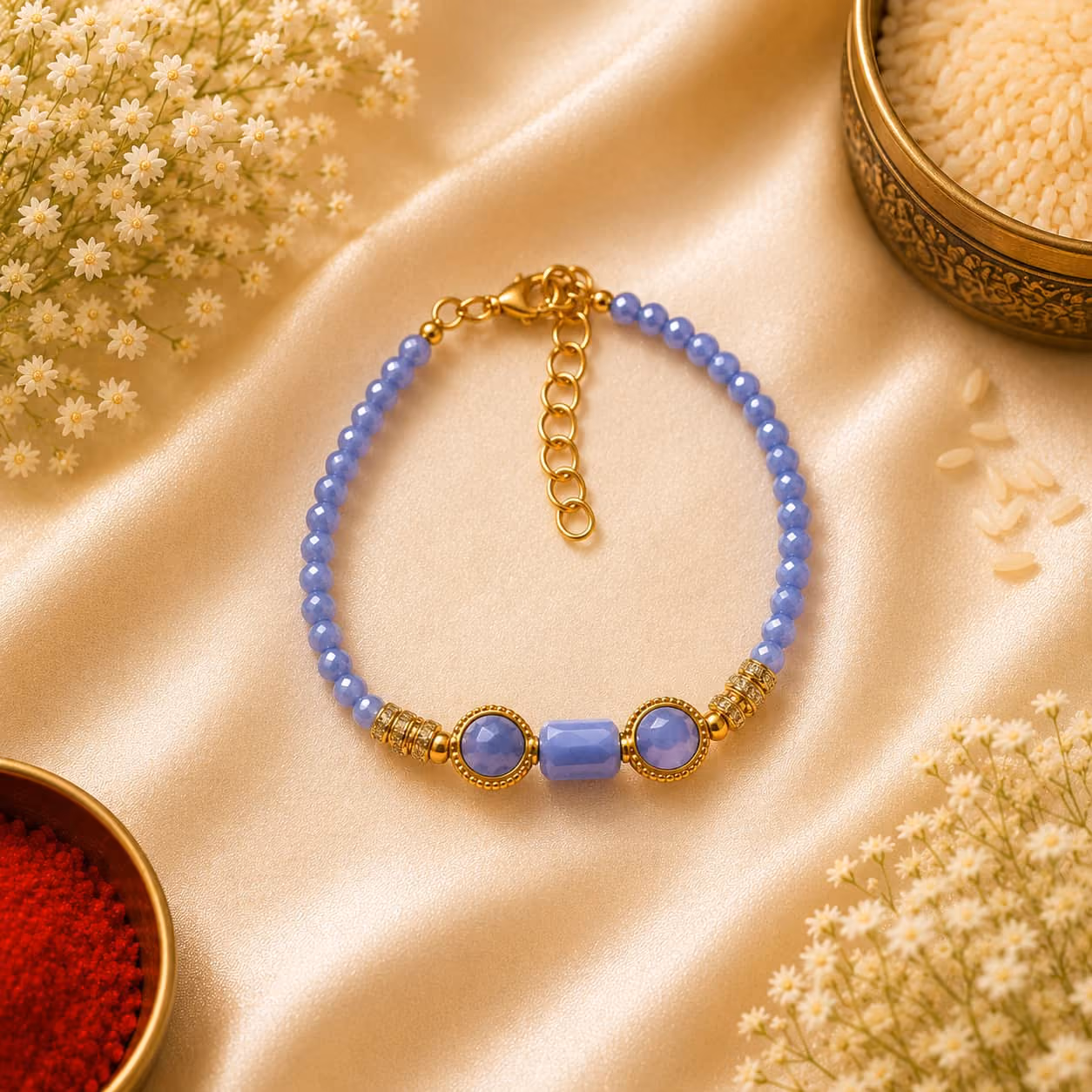 Blue Crystal Elegance Rakhi Bracelet