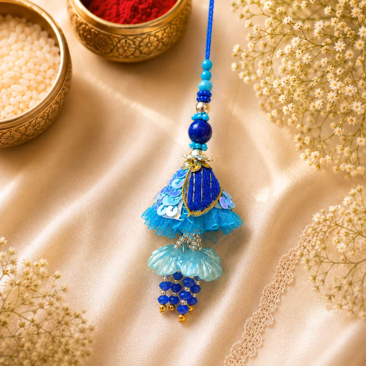 Azure Sequin Tassel Lumba